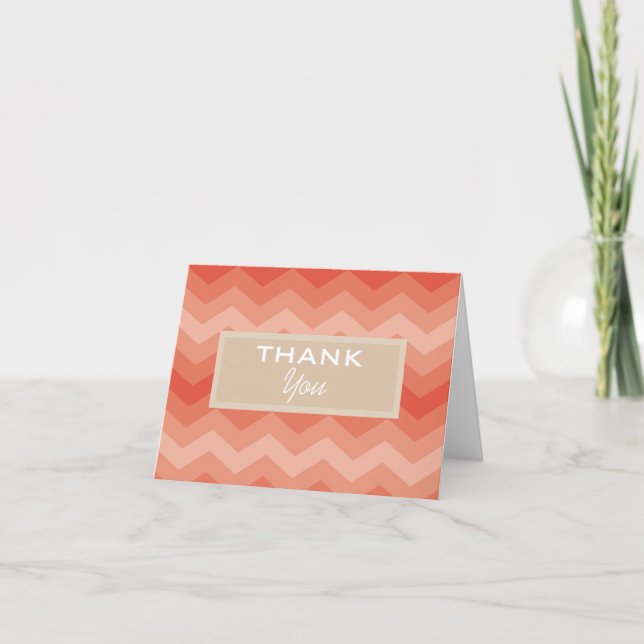 Peach Chevron Thank You Card (Front)