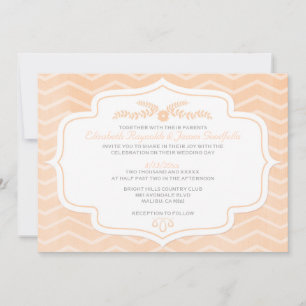 Peach Chevron Wedding Invitations