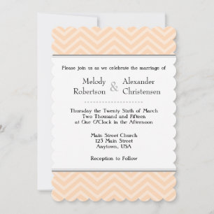 Peach Chevron Wedding Invitations