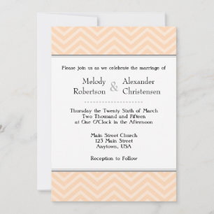 Peach Chevron Wedding Invitations