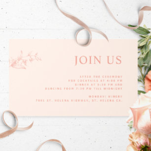 Peach, Chic Modern Join Us Reception Wedding  Enclosure Card