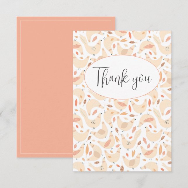 Peach Chickens Flat Thank You Card (Front/Back)