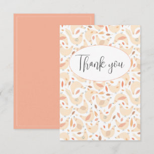 Peach Chickens Flat Thank You Card