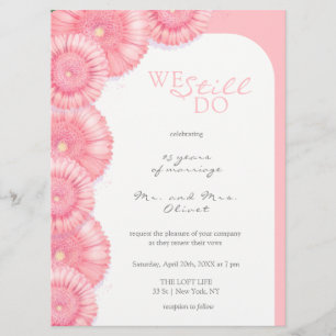 Peach Chrysanthemum Vow Renewal 25 Year Invitation