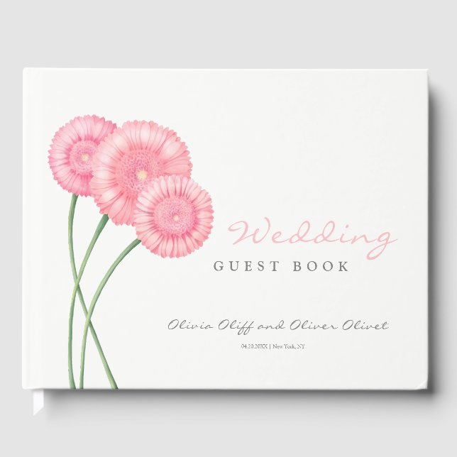 Peach Chrysanthemum Wedding  Guest Book (Front)