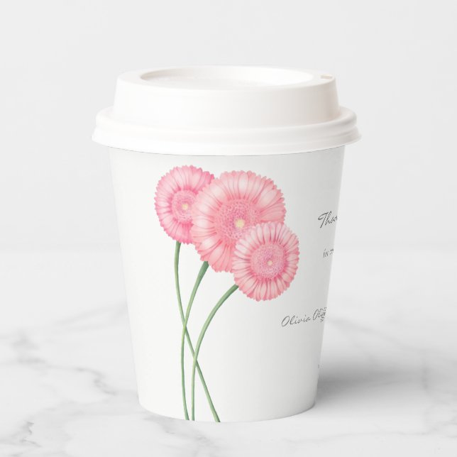 Peach Chrysanthemum Wedding Paper Cups (Front)