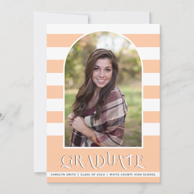 Peach Class of 2023 arch photo graduation Announcement (Front)