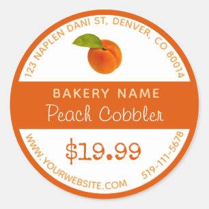 Peach Cobbler Bakery Round Sticker