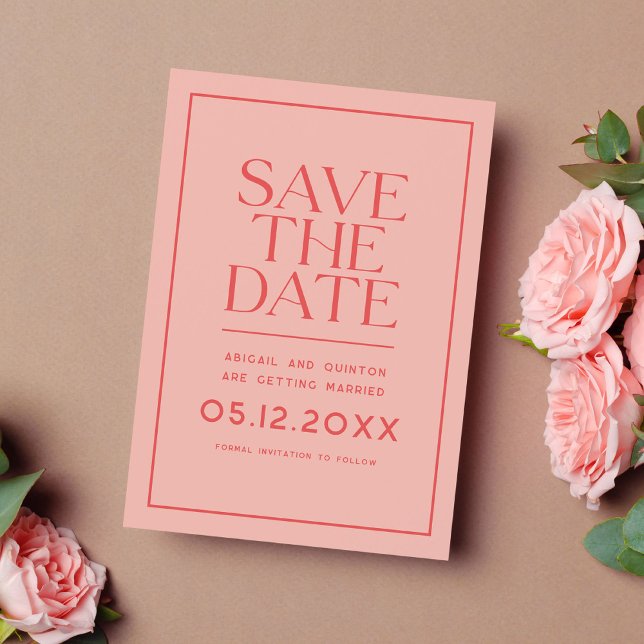 Peach Color Modern Save the Date (Creator Uploaded)