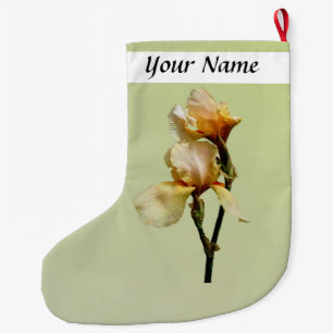 Peach Colored Irises Large Christmas Stocking