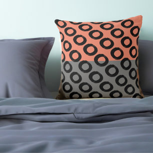 Peach colour block Modern Geometric Circle Halves Cushion