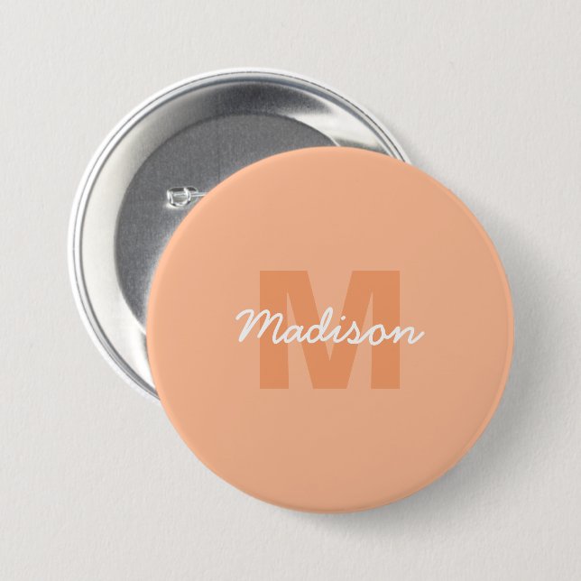 Peach colour of 2024 with custom Monogram name 7.5 Cm Round Badge (Front & Back)