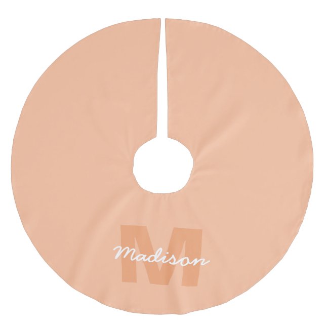 Peach colour of 2024 with custom Monogram name Brushed Polyester Tree Skirt (Front)