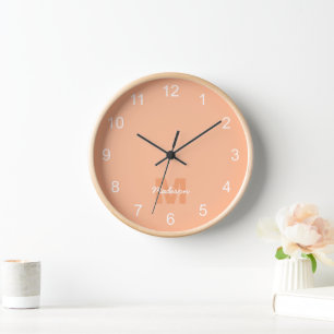 Peach colour of 2024 with custom Monogram name Clock