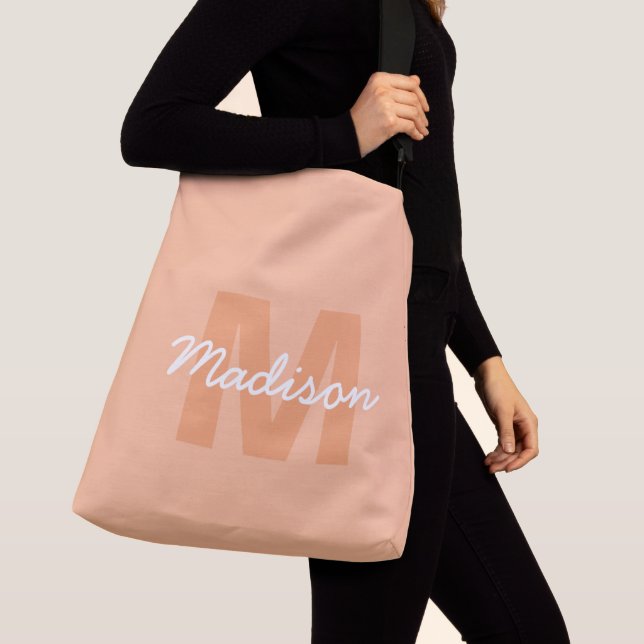 Peach colour of 2024 with custom Monogram name Crossbody Bag (Close Up)