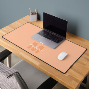 Peach colour of 2024 with custom Monogram name Desk Mat