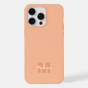 Peach colour of 2024 with custom Monogram name iPhone 15 Pro Max Case