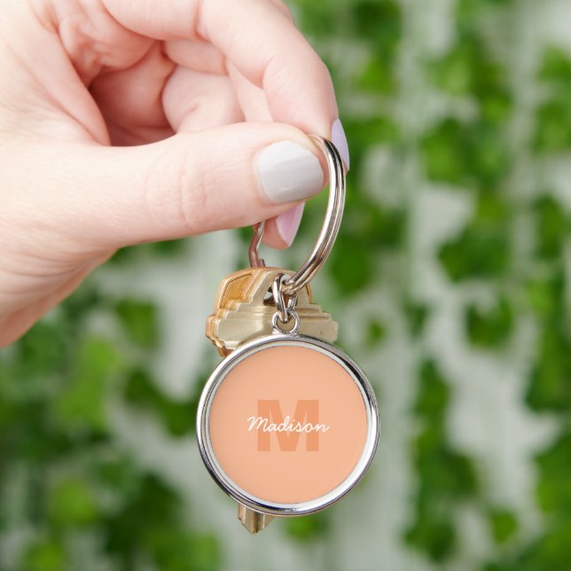 Peach colour of 2024 with custom Monogram name Key Ring (Hand)