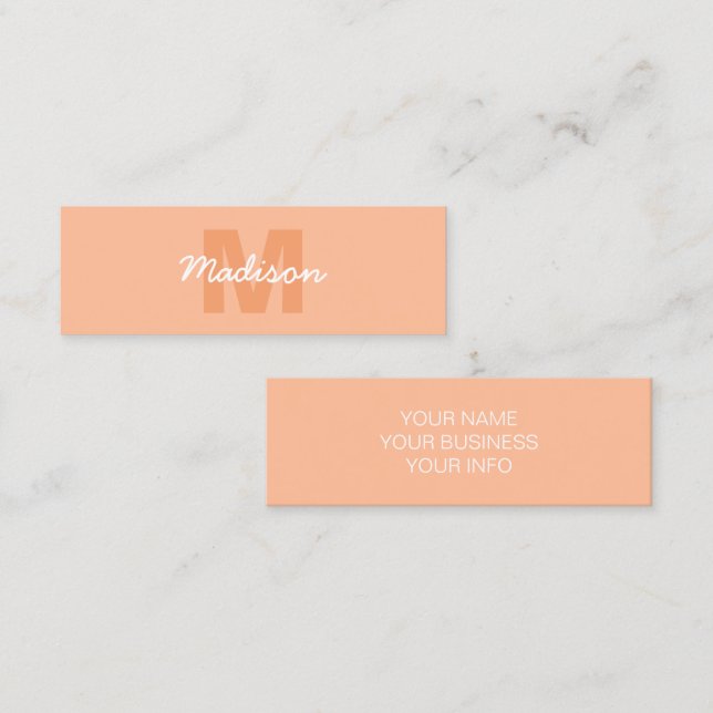 Peach colour of 2024 with custom Monogram name Mini Business Card (Front/Back)