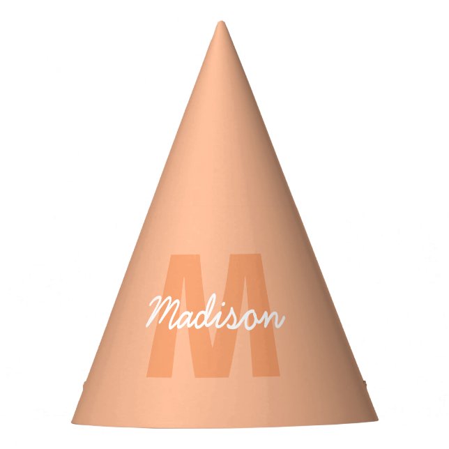 Peach colour of 2024 with custom Monogram name Party Hat (Front)
