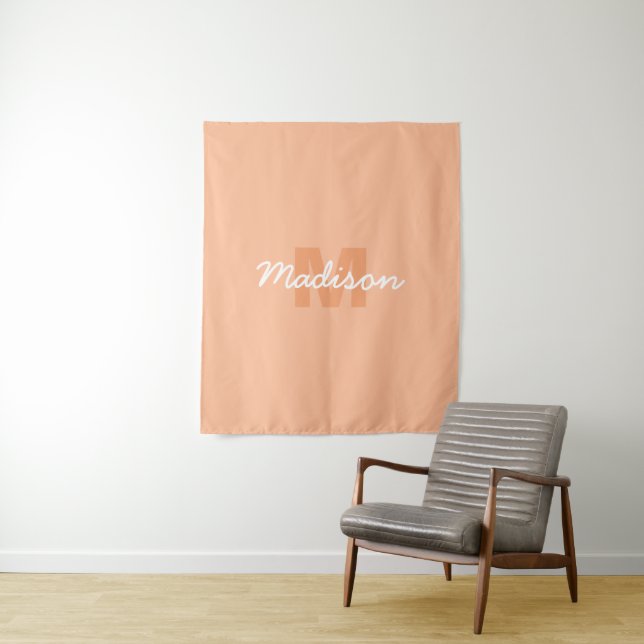 Peach colour of 2024 with custom Monogram name Tapestry (In Situ)