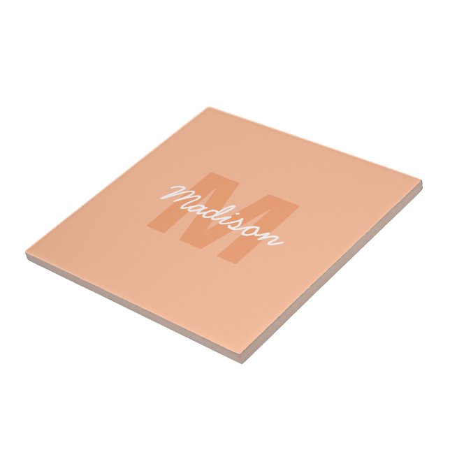 Peach colour of 2024 with custom Monogram name Tile (Side)