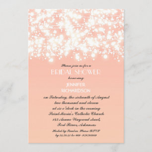 peach colour string lights bridal shower invitatio invitation