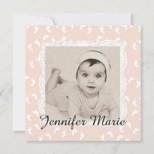 Peach Coloured Baby Girl Birth Announcement