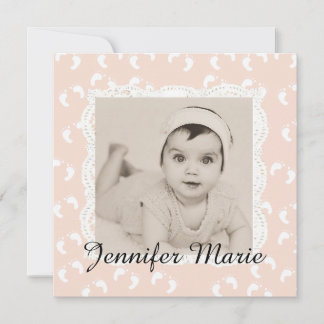 Peach Coloured Baby Girl Birth Announcement