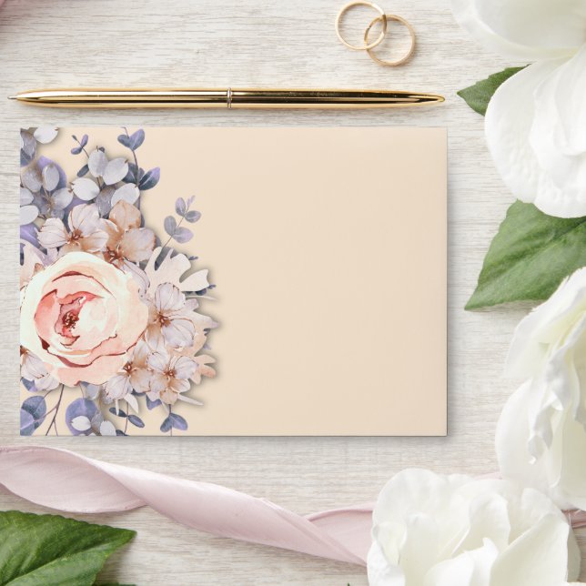 Peach Coloured Floral Wedding Envelope (Wedding)