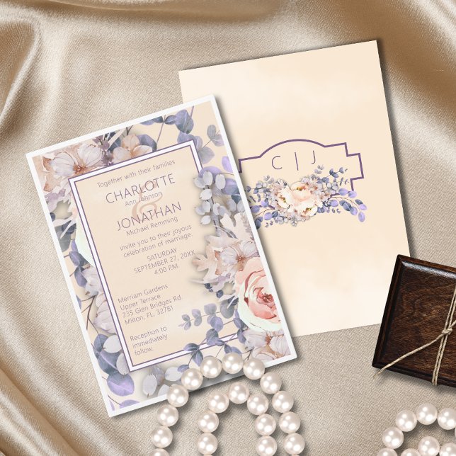Peach Coloured Floral Wedding Invitation (Creator Uploaded)