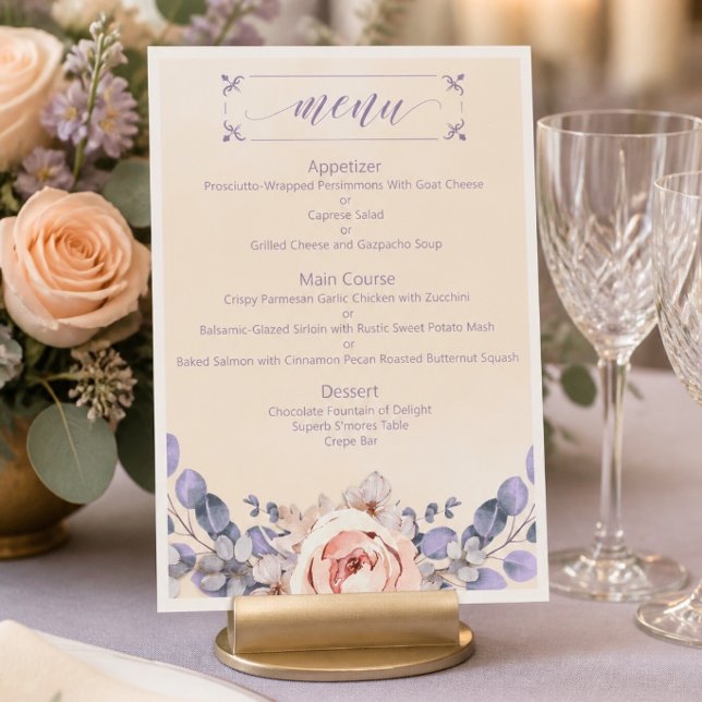 Peach Coloured Floral Wedding Menu (Creator Uploaded)