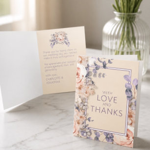 Peach Coloured Floral Wedding Thank You Card