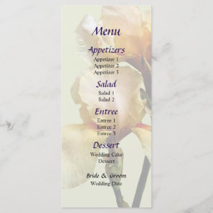 Peach Coloured Irises Wedding Menu
