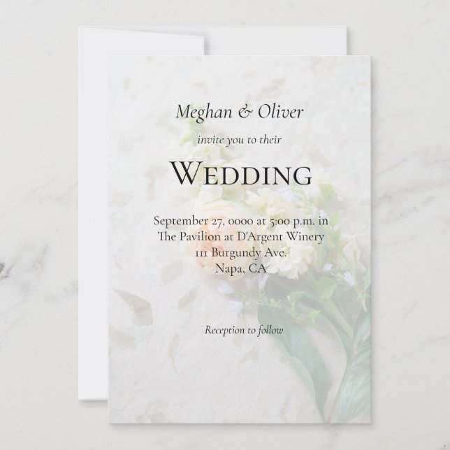 Peach-coloured rose bouquet Invitation (Front)