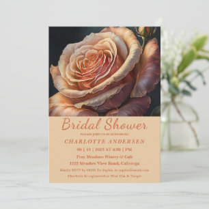Peach Coloured Rose Bridal Shower Invitation