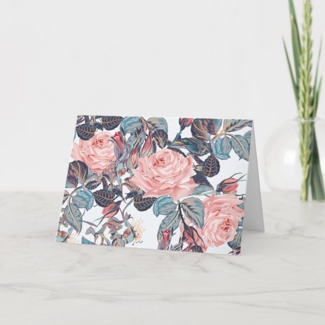 peach coloured roses thank you card (Front)