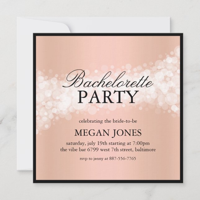 Peach Confetti Bachelorette Party Invitation (Front)