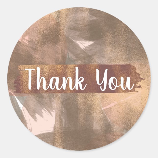 Peach & Copper Bronze Chic Modern Monogram Gold Classic Round Sticker (Front)