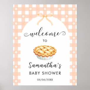 Peach Coquette Pie Baby Shower Welcome Poster