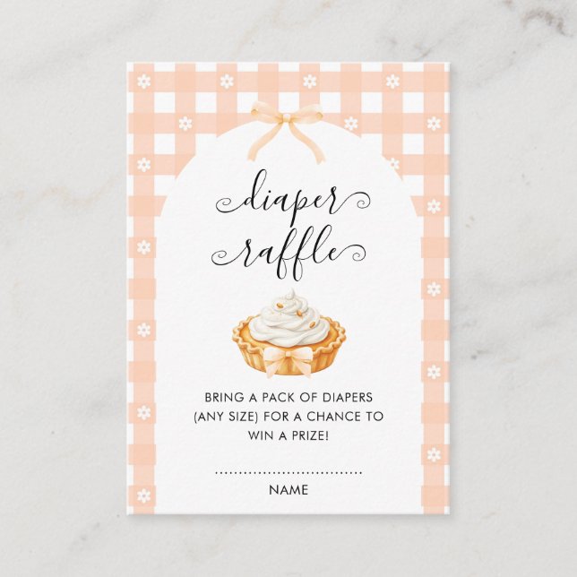 Peach Coquette Pumpkin Pie Diaper Raffle Enclosure Card (Front)
