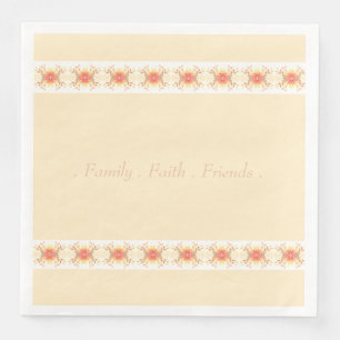 Peach Coral And Creamy Apricot Floral Detailed Napkin