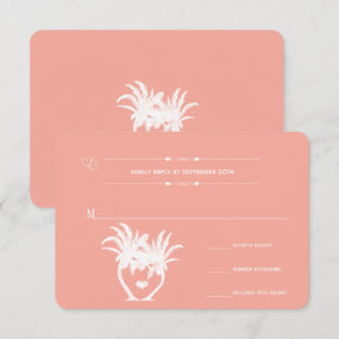 Peach Coral Beach Destination Wedding RSVP Invitation