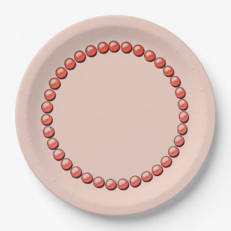 Peach & Coral Beaded Necklaces Printed Paper Plate