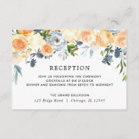 Peach coral blue floral watercolor reception