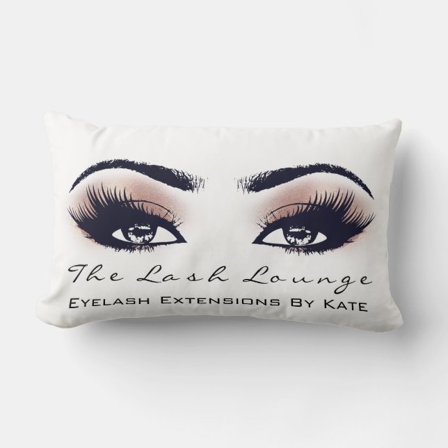 Peach Coral Glitter Spa Makeup Lashes Beauty Lumbar Cushion (Front)