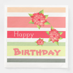 Peach Coral Lime Green and Red Napkin