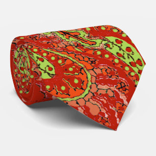 Peach Coral Lime Paisley Wedding Tie