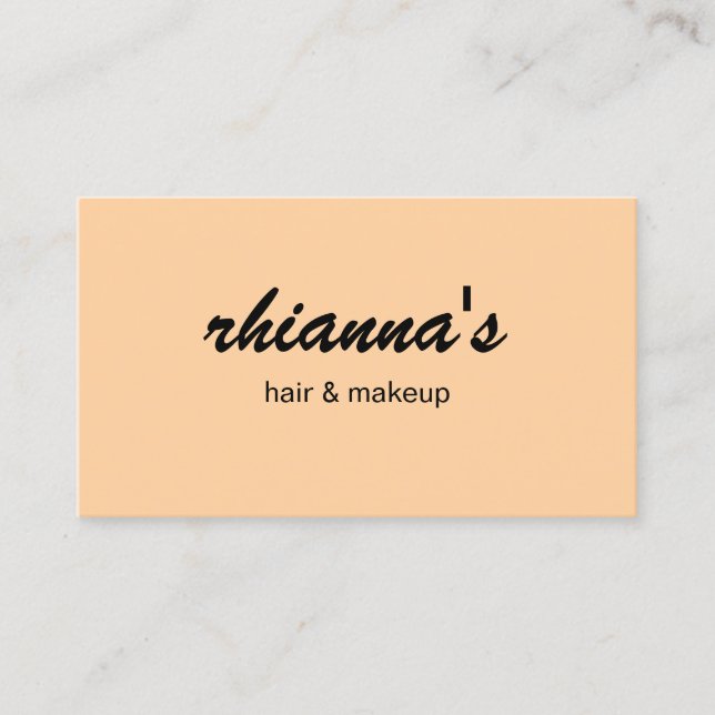 Peach Coral Orange Hair Makeup Professional Script Business Card (Front)
