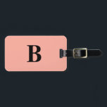 Peach Coral Pink Monogram Name Custom Girly Luggage Tag<br><div class="desc">Monogrammed initial and also personal details like name,  address,  phone number and email all of which you can edit. Designed with attractive peach colour background,  you can change the colour if you wish. Cool travel gift idea for him or her.</div>